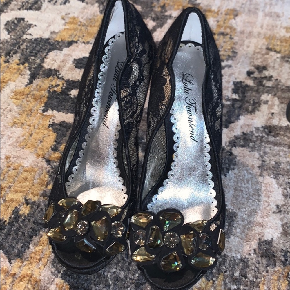 Black lace heels